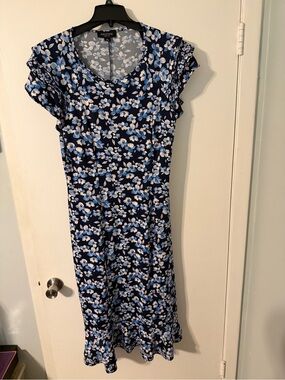 Perceptions Navy Blue Floral Maxi Dress